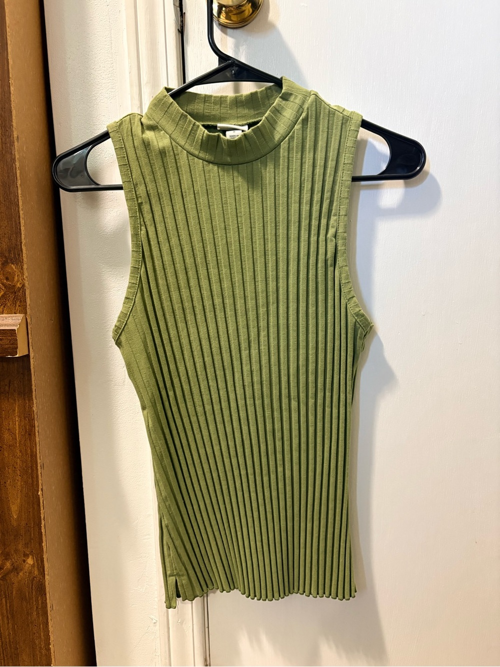 a new day Ribbed Mock Neck Tank Top - Light Olive Green